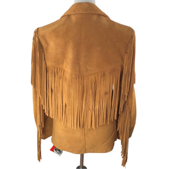 🆕 Western by Schott NYC 1970's Vintage Suede Leather Fringe Blazer Coat - Picture 8 of 11